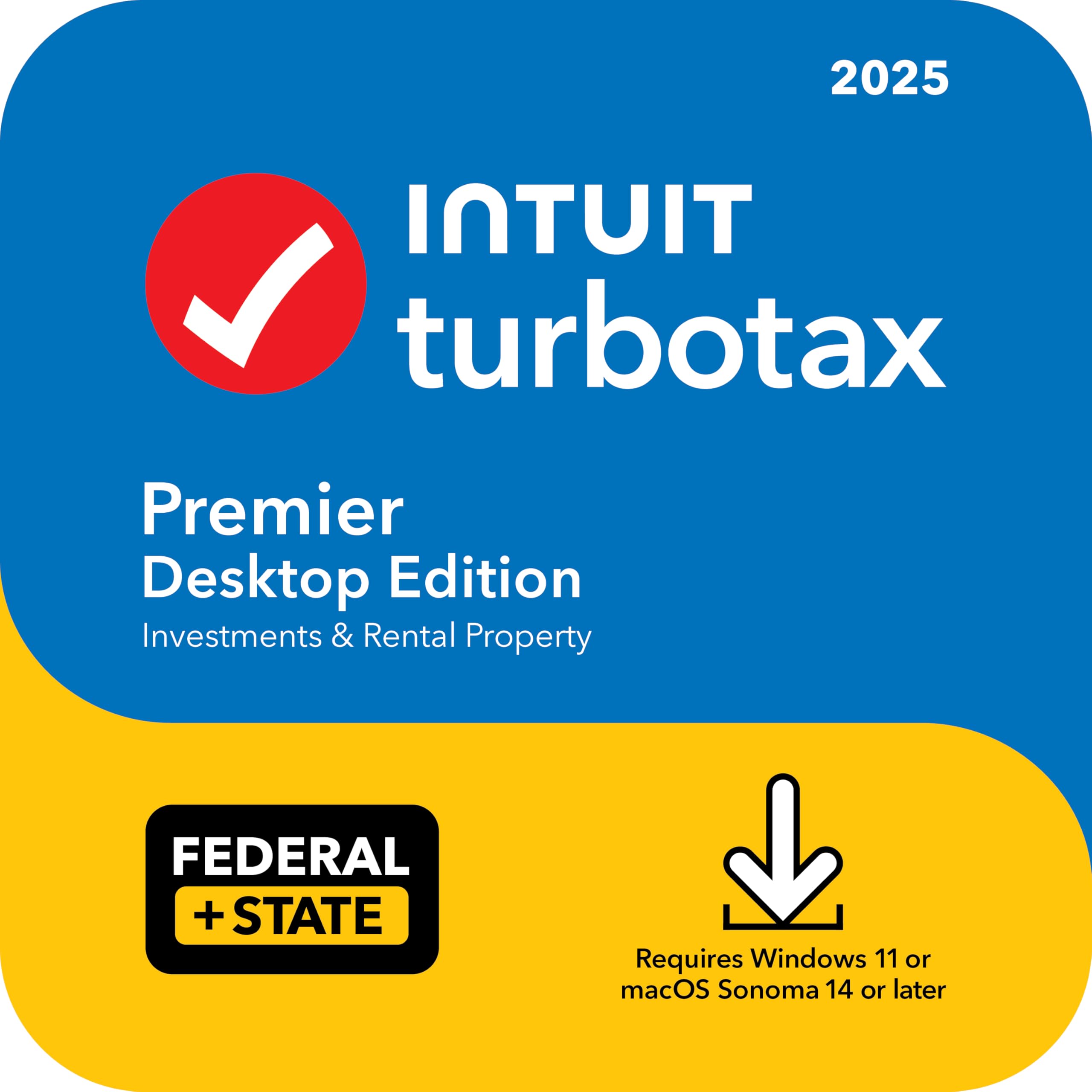 TurboTax Premier Desktop Edition 2025, Federal & State Tax Return [Win11/Mac14 Download]